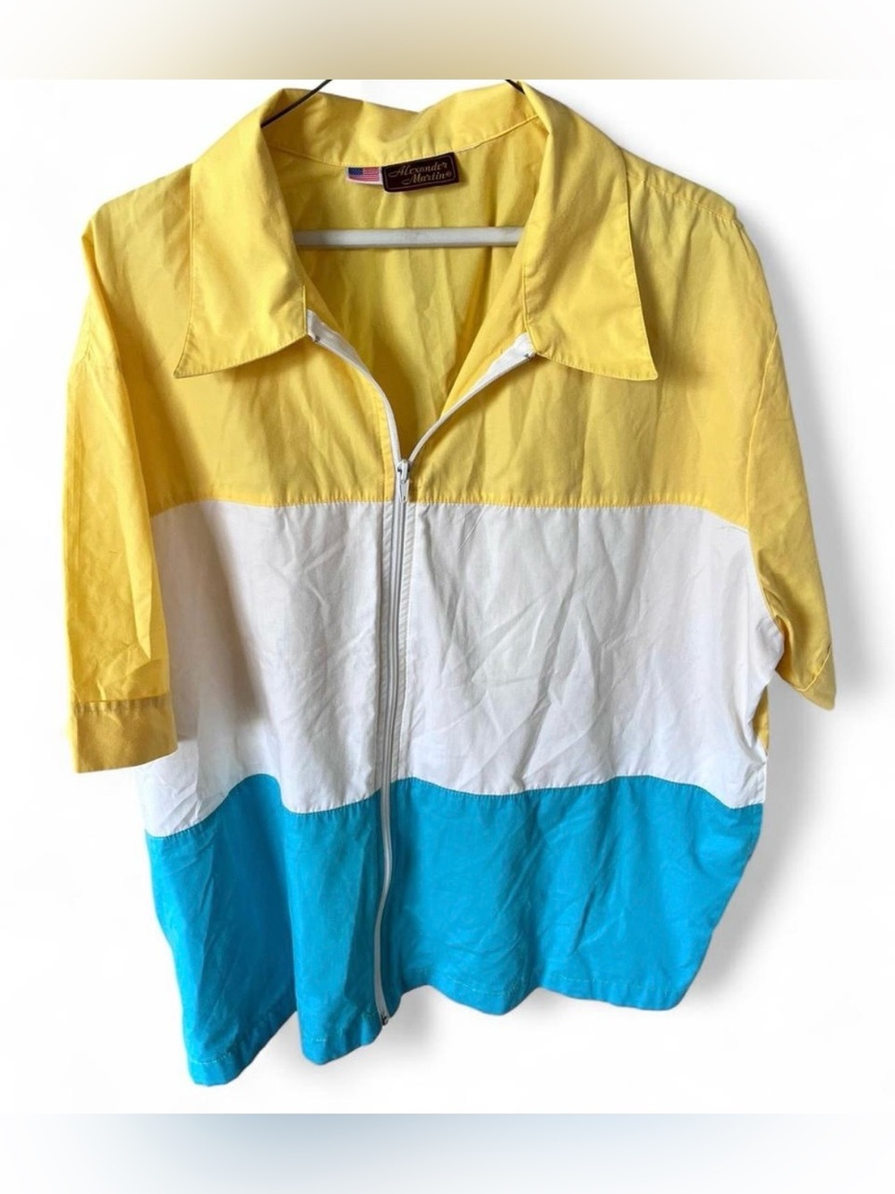 Alexander Martin Yellow White Blue Colorblock Windbreaker Jacket